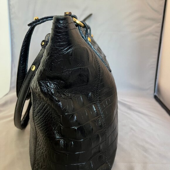 Brahmin Melbourne Asher Croc Embossed Zip Leather Shoulder Tote EUC - Picture 4 of 7